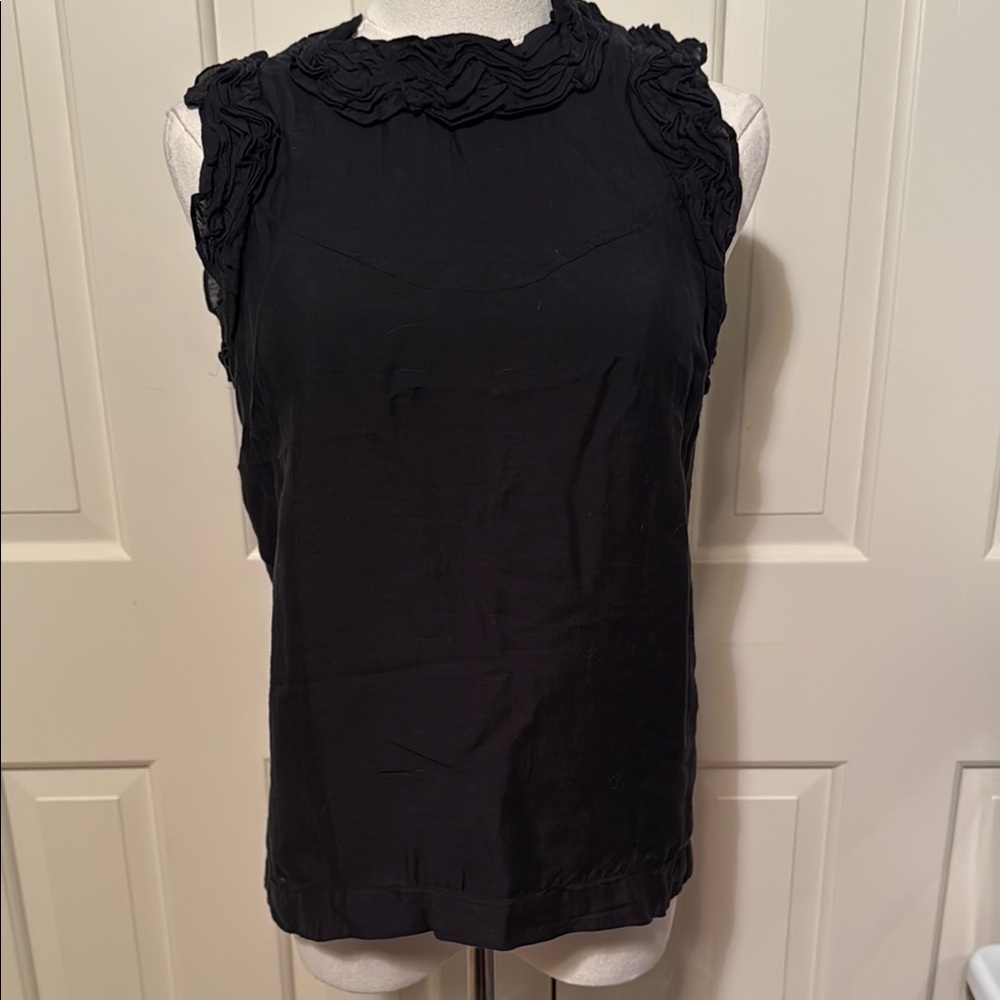 French Connection Ruffled Sleeveless Black Blouse